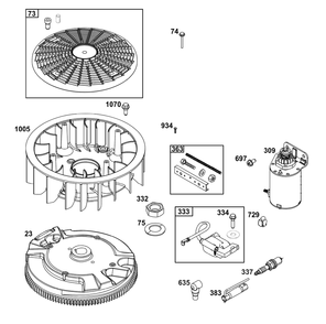 Flywheel, Ignition, And Starter Group Diagram and Parts List for 40N777-0004-B5 400000 - 699999 Briggs and Stratton Engine